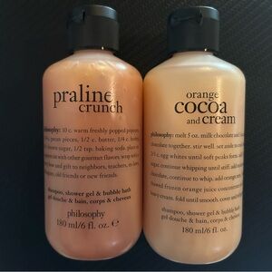 NEW Rare Philosophy Praline Crunch & orange cocoa shower gel/bubble bath/shampoo